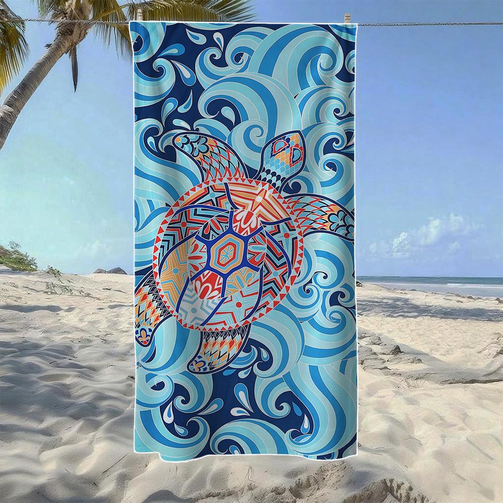 

Sea Turtle Pattern Beach Towel, Soft Quick-Drying, Perfect For Portable Outdoor Travel, Swimming, Camping And Summer Beach W40*H60(CM)