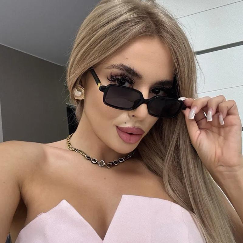 4pcs Small Square Frame Sunglasses Female Minimalist Style Colorful Eyeglasses Rivet Design Sunshade UV400 Protective Glasses