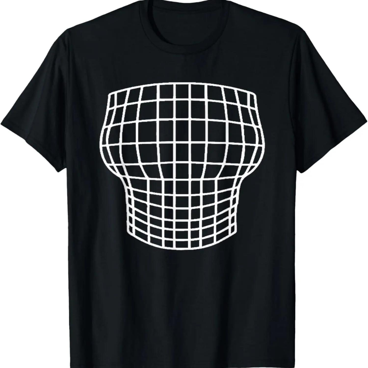Optical Illusion Bigger Breast Size Cute Funny T-Shirt S чёрный
