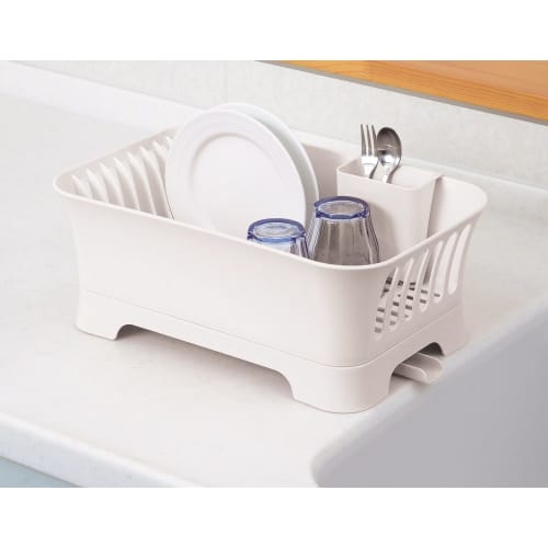 Pearl Metal Dish Drainer Basket with Draining Tray, Made in Japan, Plastic, Blanc Kitchen, HB-3664, White, Approx. 24cm W x 36.5cm D x 15cm H (excludi