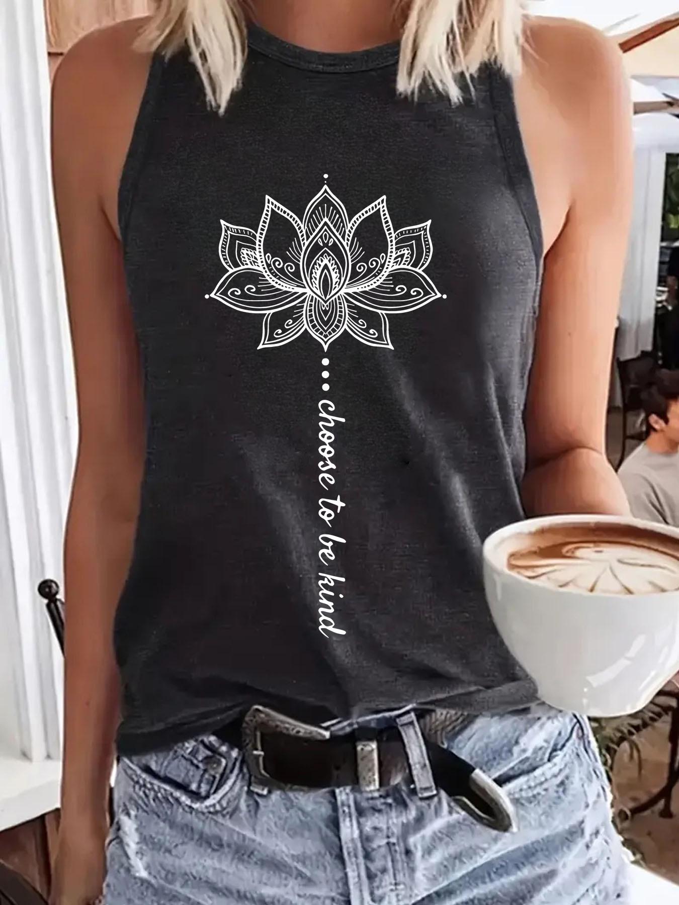 

Женский пуловер без рукавов с круглым вырезом с принтом лотоса для весны/лета XXL темно-серого