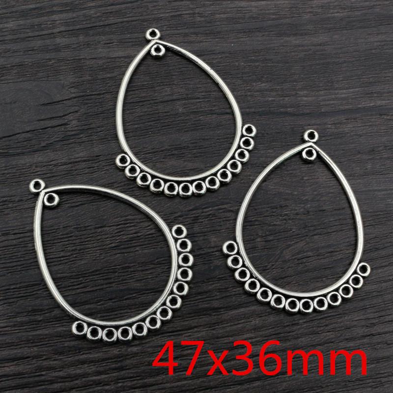 20pcs Antique Silver Plated Vintage Flower Drop Heart Retro Connector Charm Pendant DIY Necklace Jewelry Findings Accessories