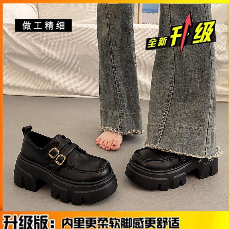 The first layer of cowhide thick sole heightening small leather shoes women's autumn leather women's shoes 2025 new Mary Jane shoes Loafer single shoe