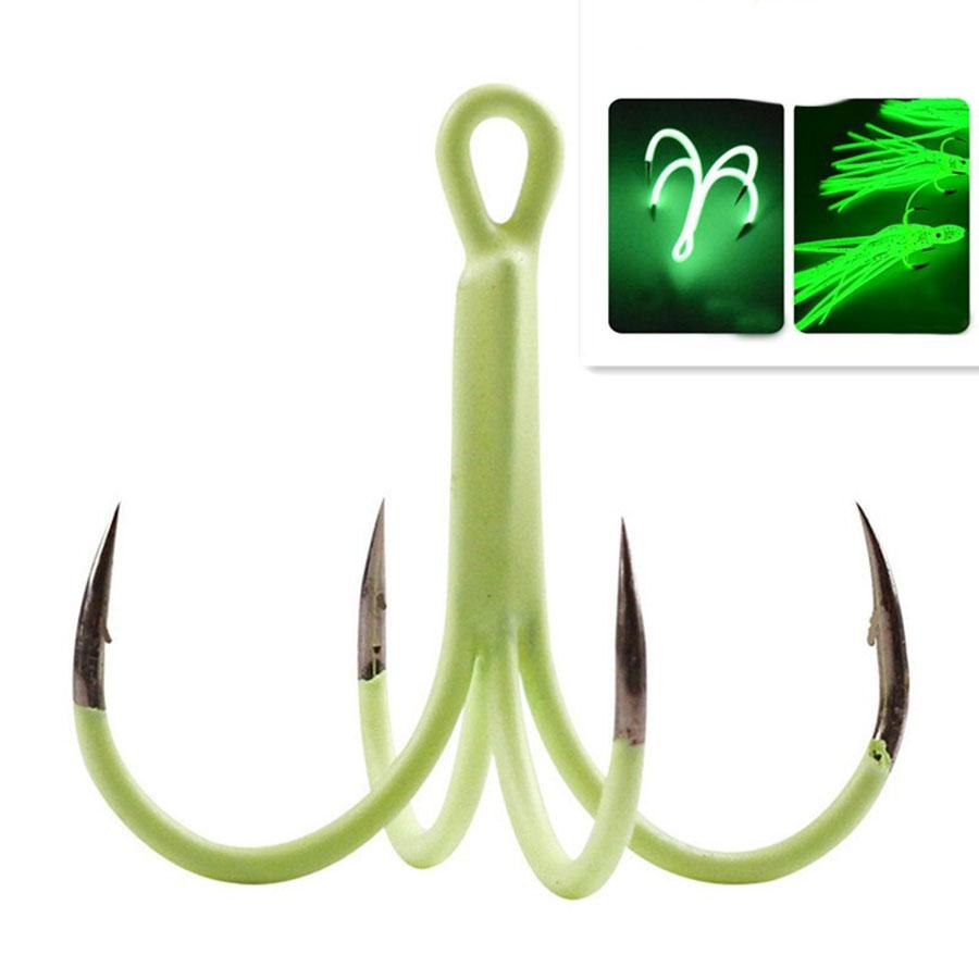 

10 шт. крючки с четырьмя когтями 16 #-18 # четырехместный крючок рыболовный крючок ночной светящийся высококачественные рыболовные аксессуары для соленой/пресноводной рыбалки
