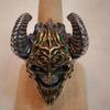 Retro Devil Skull Double Horn Ring for Men, Punk Style Trend