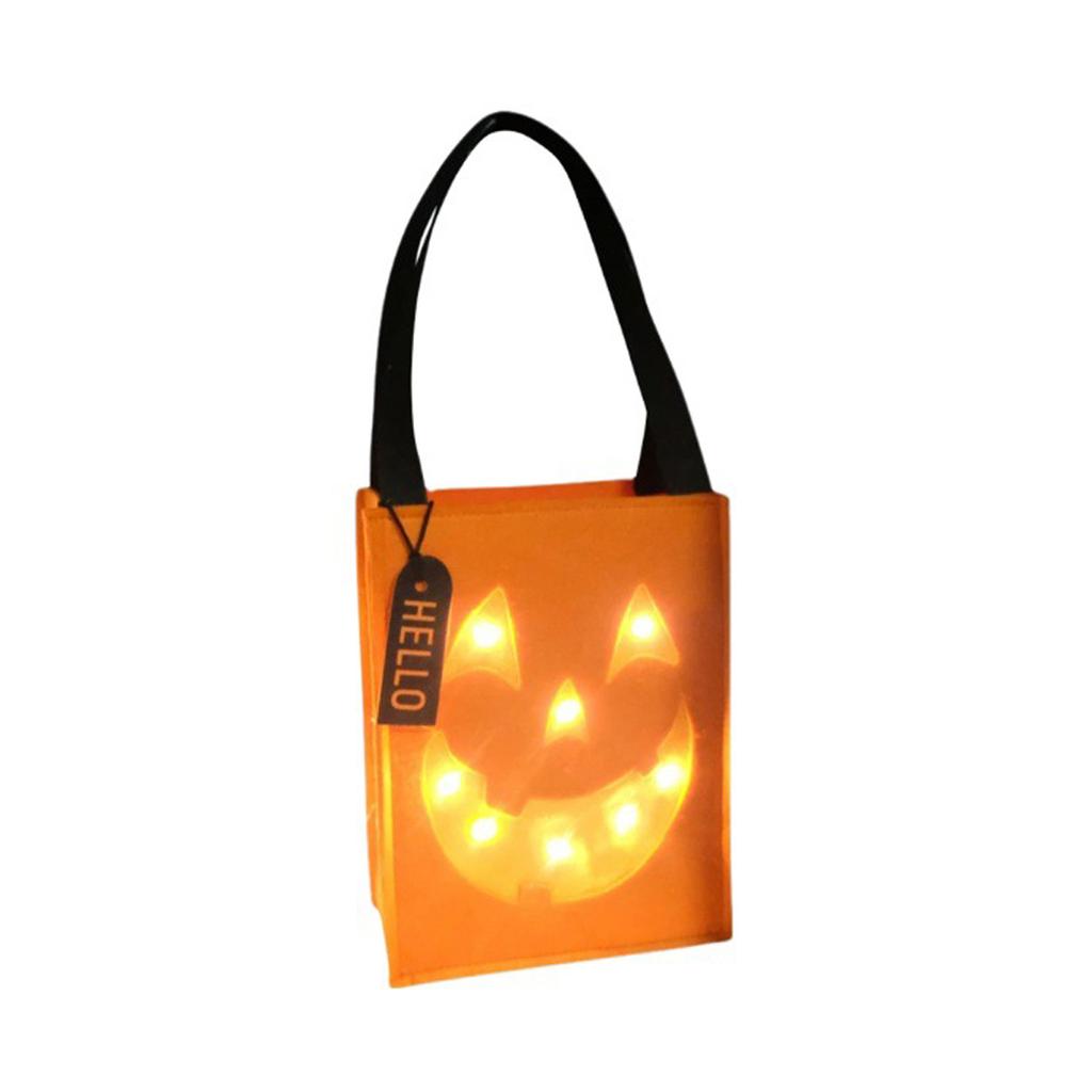 Glowing Pumpkin Candy Bag, Storage Bag, Handbag, Halloween Candy Bag Pumpkin Handbag (10*7.5*4 Inches)