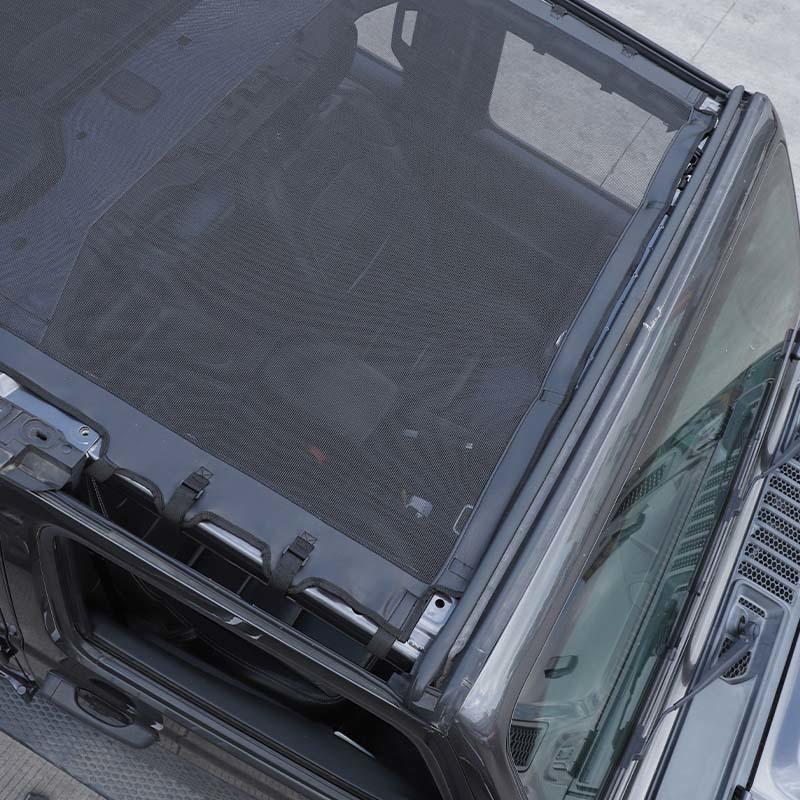 Sunshade Full Mesh Shade Top Anti-UV Leateher Top Cover for Jeep Wrangler JL 2018 Up  4-Door Version Provide UV Protection Car Accessories