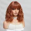 ALAN EATON Short BOB Synthetic WIGS Orange Brown Curly Wig with Bangs for Women Cosplay Daily Party Heat Resistant Fiber Wig