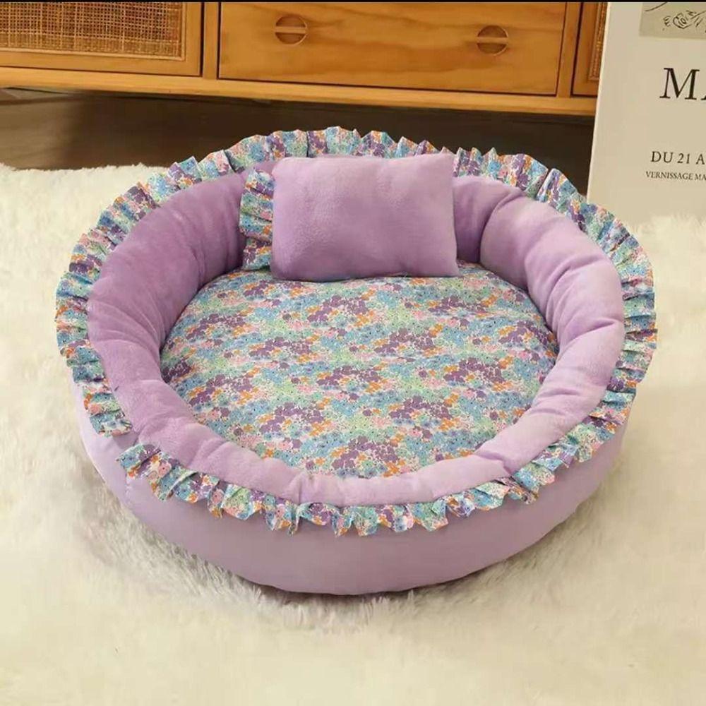Floral Print Cat Nest Soft Pet Mattress Cute Cat Bed  Home Pet Supplies