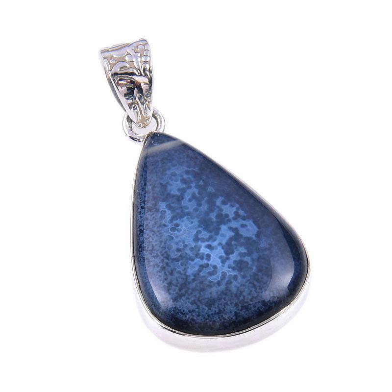 Natural Owyhee Blue Opal Gemstone 925 Solid Sterling Silver Pendant 1.50'' Q9F13