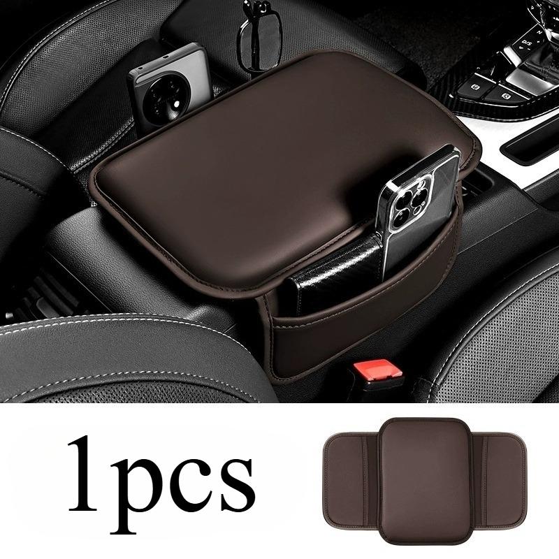 

Universal 1pcs Car Center Console Protector Cover Upgraded Armrest Box Cushion Arm Rest Mat with Side Storage Pocket коричневий