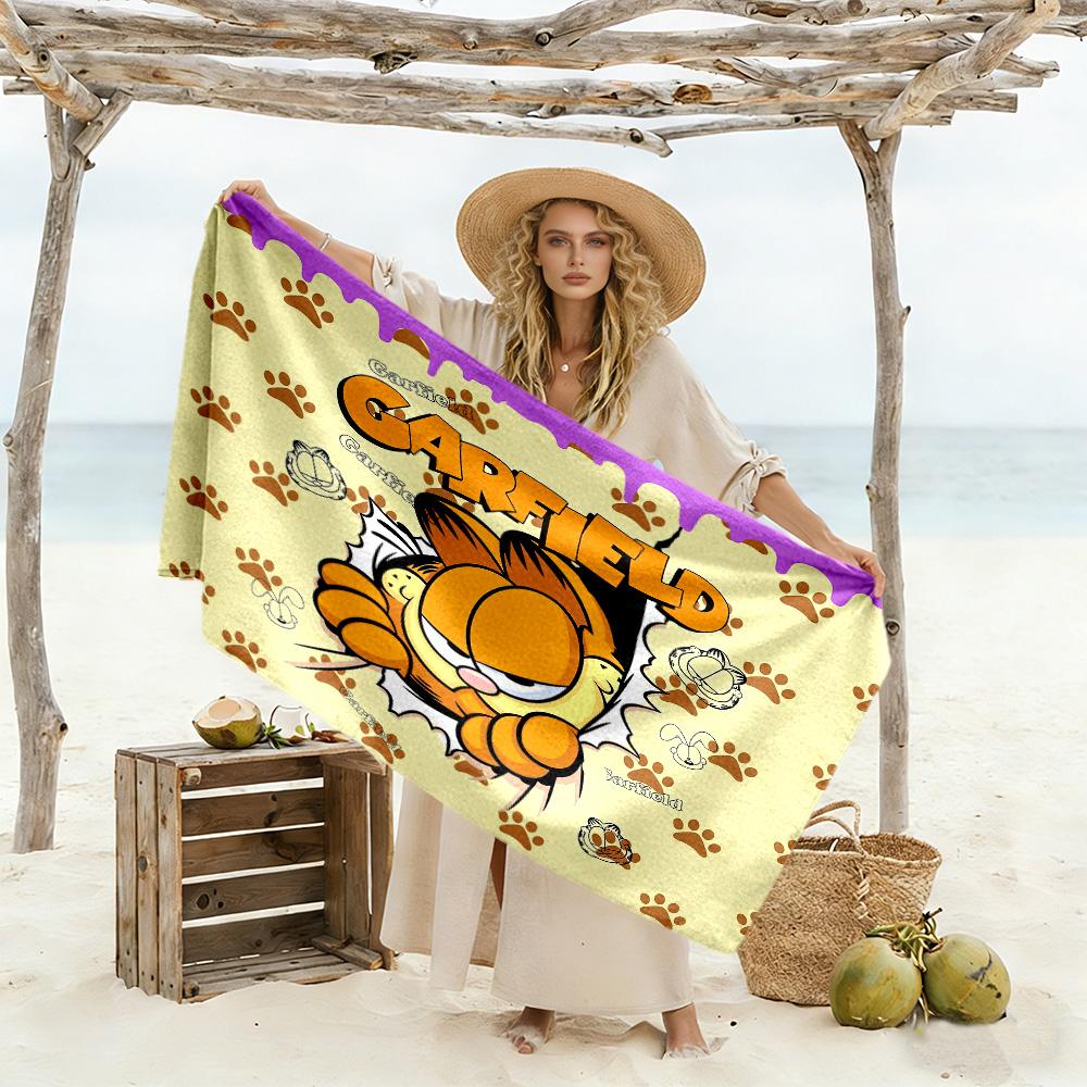 Garfield S Playful Adventure Beach Towel Quick-Dry Soft Microfiber Comfortable Lightweight