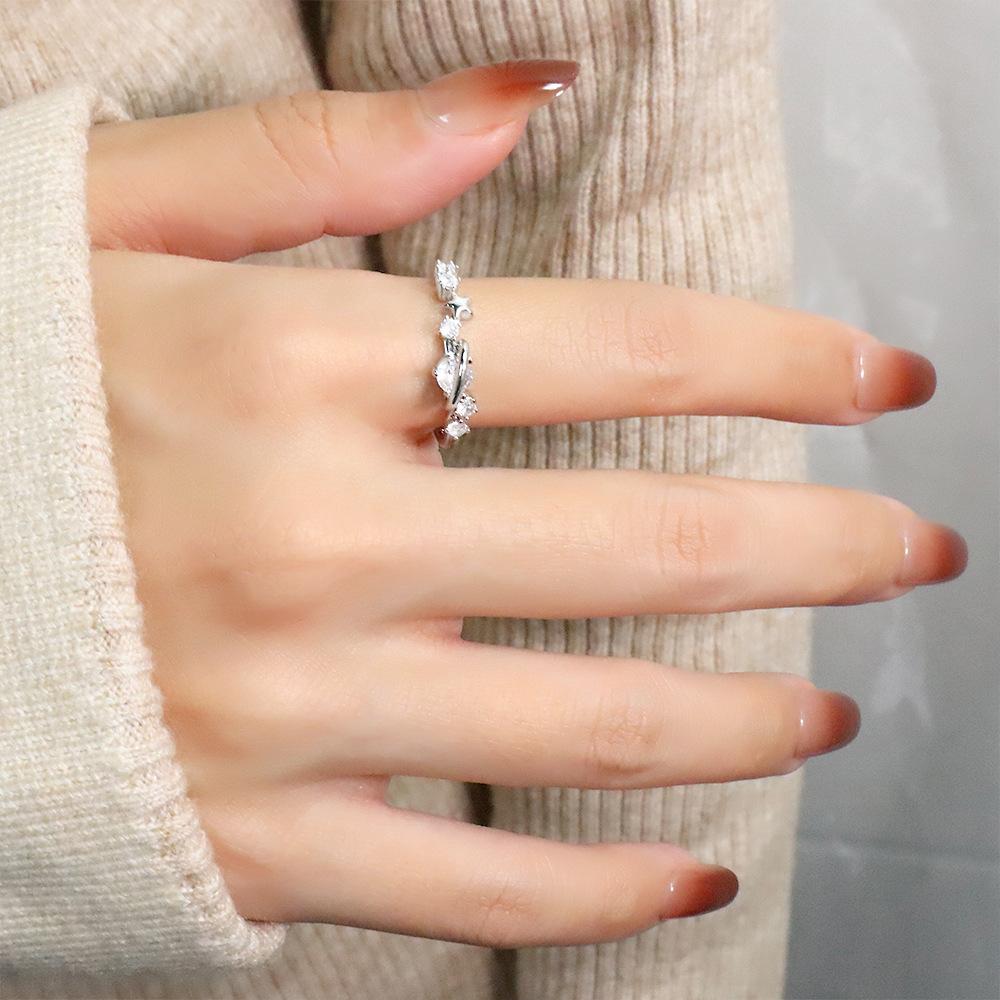 925 Sterling Silver Jewelry Crystal Stars Open Finger Rings for Women Wedding Party Jewelry for Girls Friend Gift