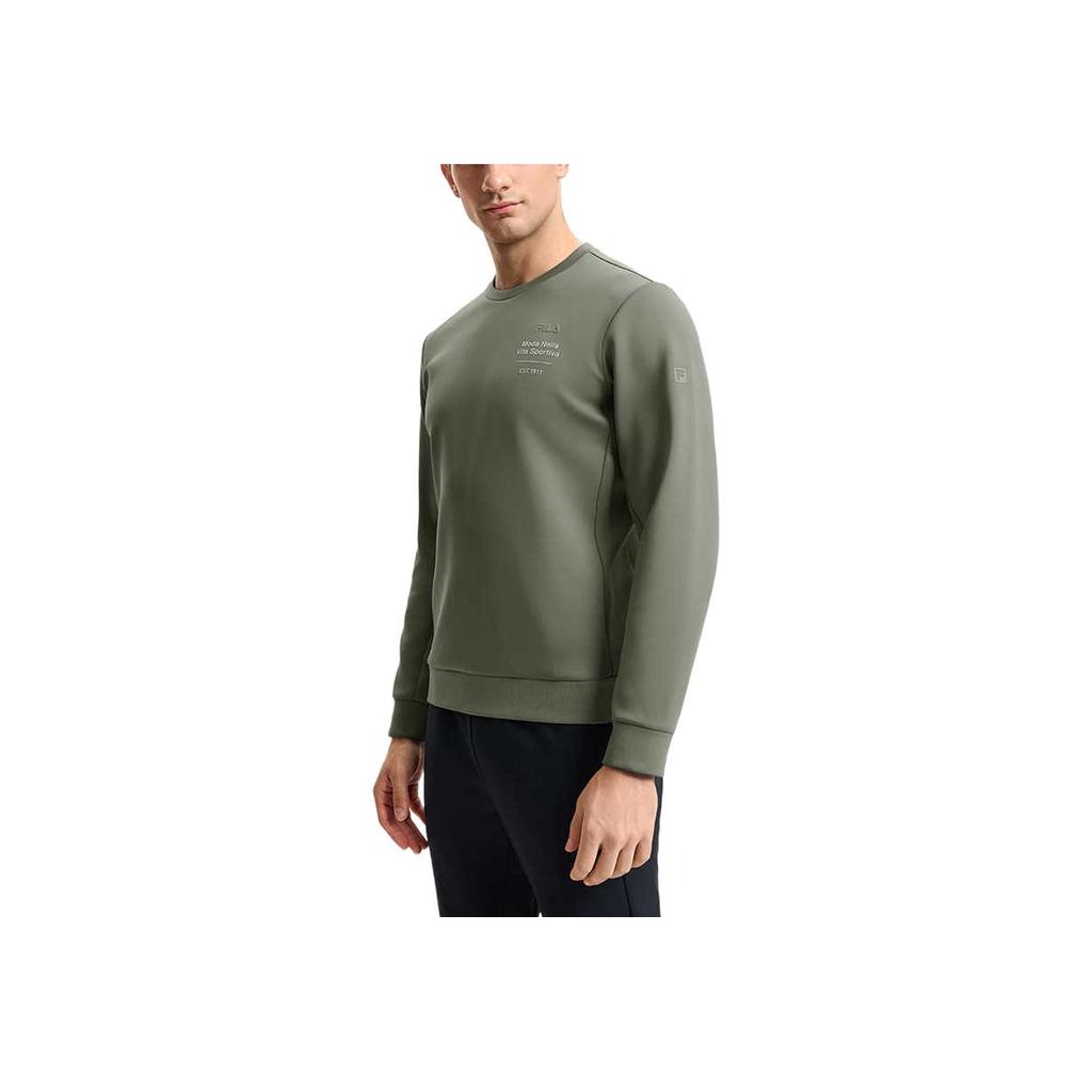 FILA Fitness Simple Casual Pullover Long Sleeve Sweatshirt Men sweatshirt Smoke-Olive Khaki A11M511205F-DK