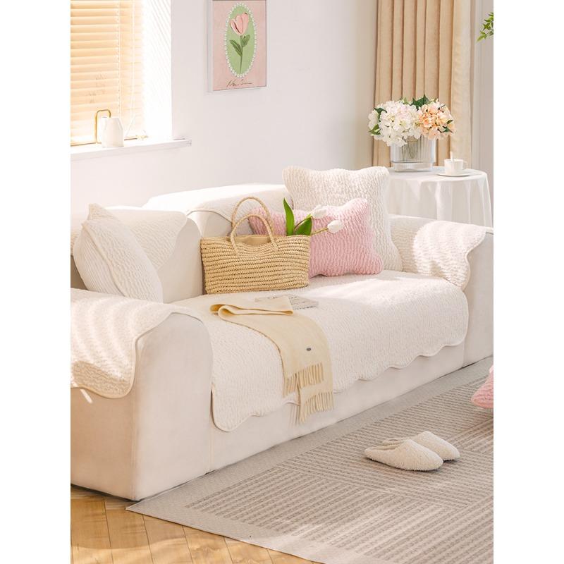 Almofada de Sofá de Pelúcia Capa de Formato Especial Tecido de Cobertura Inverno Espessada Antiderrapante Almofada de Sofá de Couro