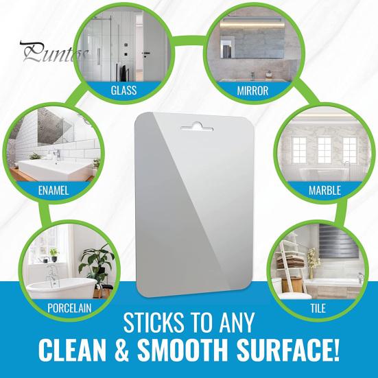30x20CM Fogless Shower Mirror with Suction Cup Razor Holder Hook Anti-fog Men Shaving Makeup Mirror Shatterproof Frameless Bathroom Hanging Vanity