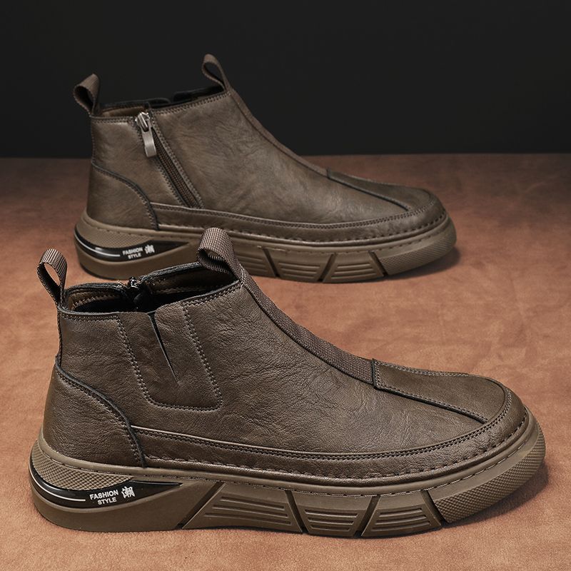 Men's shoes 2025 new high-top business leather shoes one-pedal Martin boots men's trend versatile non-slip and wear-resistant tooling shoes