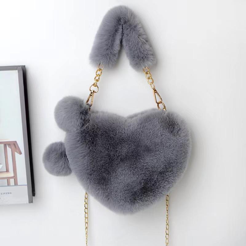 Winter new versatile love bag ball bag fluff bag women's autumn and winter handbag chain bag
