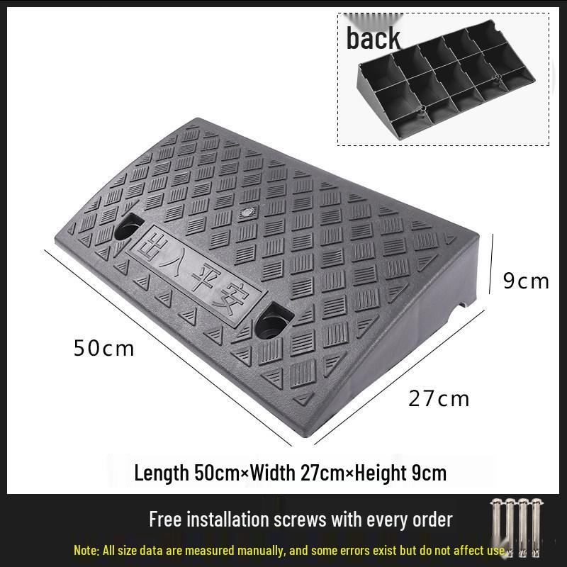 Car Curb Ramp: Plastic Step Pad for Sill, Edge, or Slope, Ideal for Uphill Climbing and Speed Bump Triangle Pad