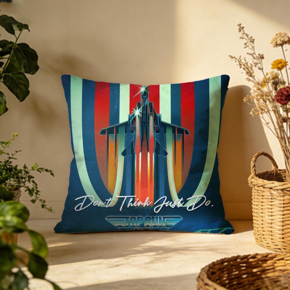 Trendy TTop Gunable Cushion Cover Versatile DoubleSided Pillow Case Fit for Sofa Bed Car Daily Decor