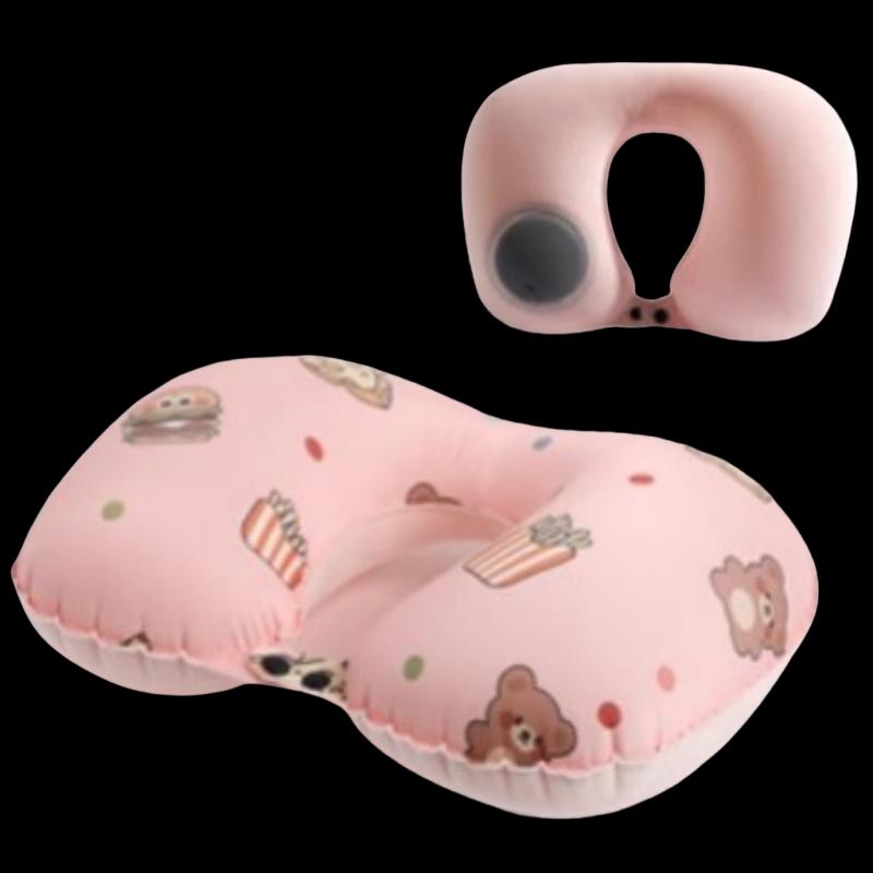 Milin Cartoon Print Inflatable U-Shaped Travel Pillow