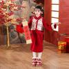 Tenue d'hiver style chinois pour filles : Costume Tang rouge avec Qipao en velours et jupe de princesse