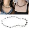 Chic Women Necklace Silver Alloy Beaded Decoration Collarbone Chains Jewelry