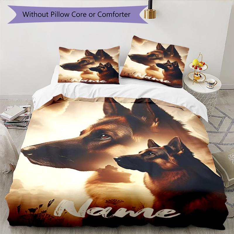 3pcs Custom Name Dog Bedding Set Duvet Cover Closure Includes 1 Duvet Cover & 2 Pillowcases, Soft and Comfortable for All Seasons.