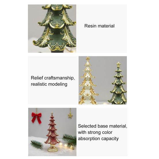 Yousheng Christmas Tree Tree Figurine Xmas Ornament Resin Snowy Tabletop Decor Elegant Holiday Centerpiece for for Home Living Room Bookshelf