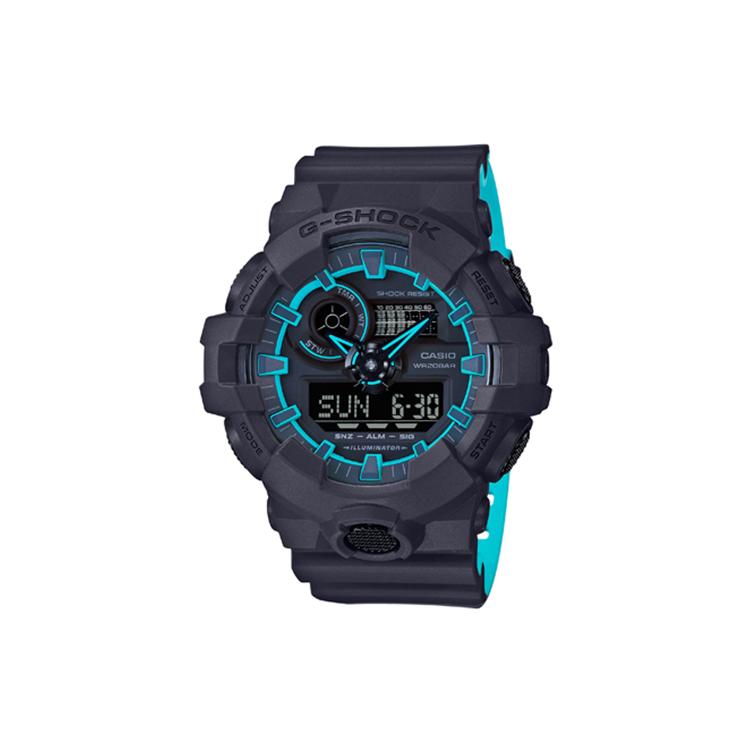 

CASIO Men Liquid Crystal/Analog Dual Display Series Black Watch GA-700SE-1A2 GA-700SE-1A2 Blue Black Watch Dial