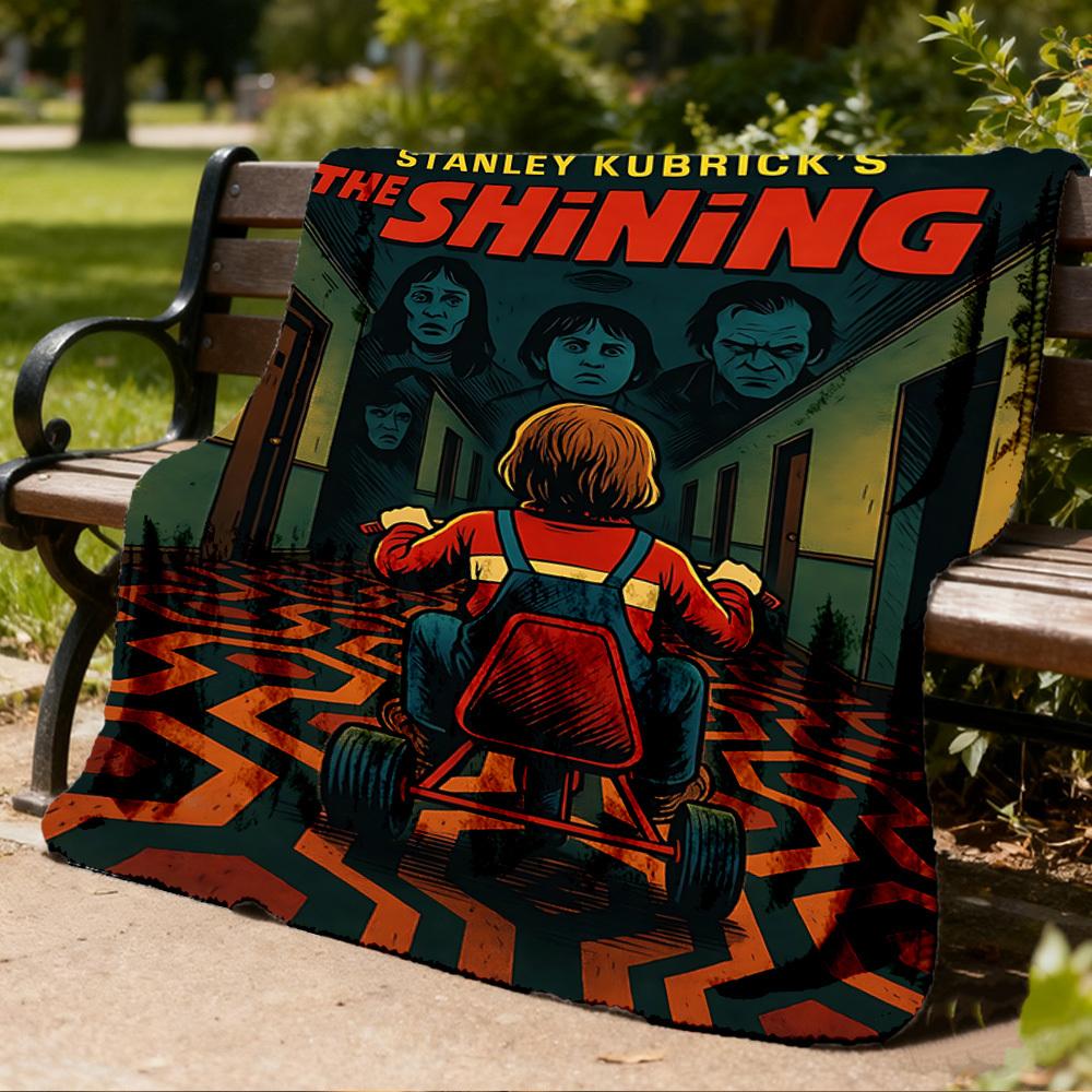1pc The Shining Outdoor Flannel Blanket, Lightweight Warm Cozy for Travel Camping Office Soft Polyester Fabric, Suitable for All Seasons
