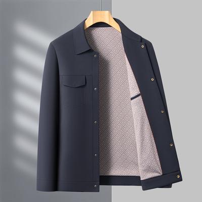 Novo Casaco Masculino Primavera e Outono Jaqueta de Meia-idade de Alta Qualidade Casual de Negócios Jaqueta Pai Gola Lapela Top