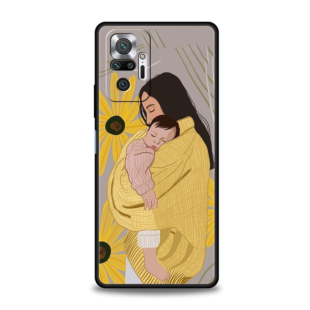 Phone Case For Xiaomi Redmi Note 13 12 5G 9S 9 8 10 11 Pro 9T 13C 12C 10C 9C 9A 7 Pro Soft Silicone Cover Baby Girl Mom Family