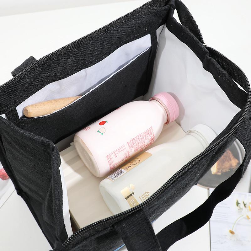 Black White Lunch Box Reusable Lunch Bags for Women Cute Lunchboxes Kawaii Animal Lunch Bag Cooler for Picnic Office Work Travel