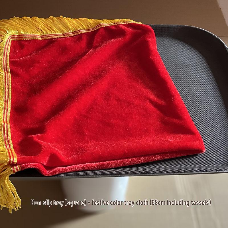 Roter Samt Satin Quaste Jubiläumszeremonie Tablett Tuch