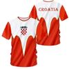Croatia National Flag and National Emblem 3D Printing Cross-border New Men's Casual Round Neck Short-sleeved T-shirt Factory Direct Sales