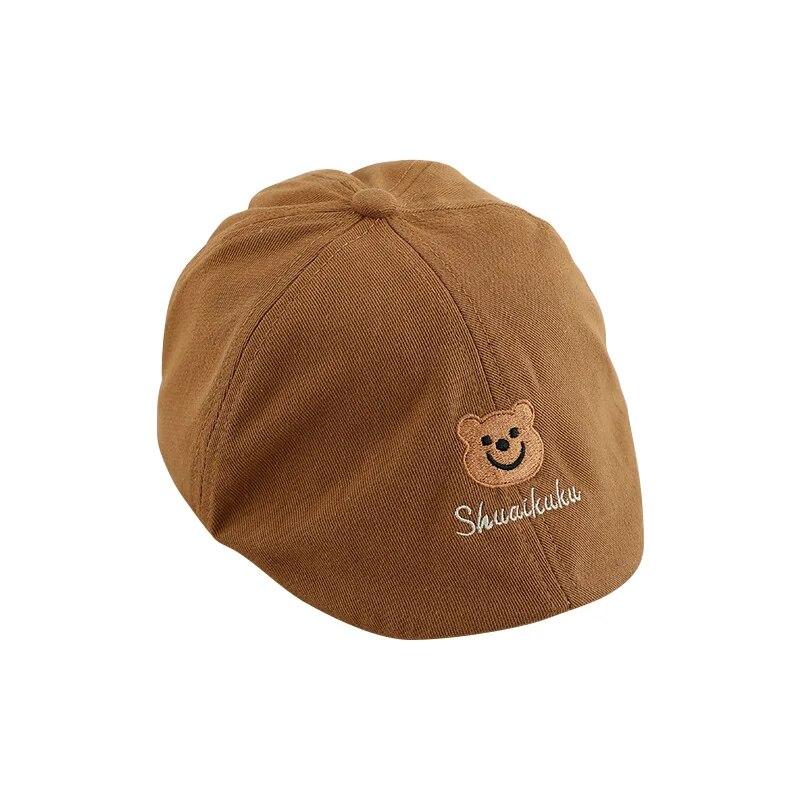 5 Farben Bär Baby Hut für Mädchen Jungen Kappe Vintage Baumwolle Kid Baskenmütze Hüte Einstellbar Infant Kleinkind Kappe 1-3Y