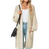Solid Color Women's Knitted Mid-length Cardigan with Pockets