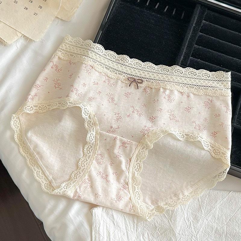 Fashion Summer Floral Pattern Mid Waist Sexy Underwear Comfortable Breathable Soft Skin Friendly Women's Cotton Triangle Panties