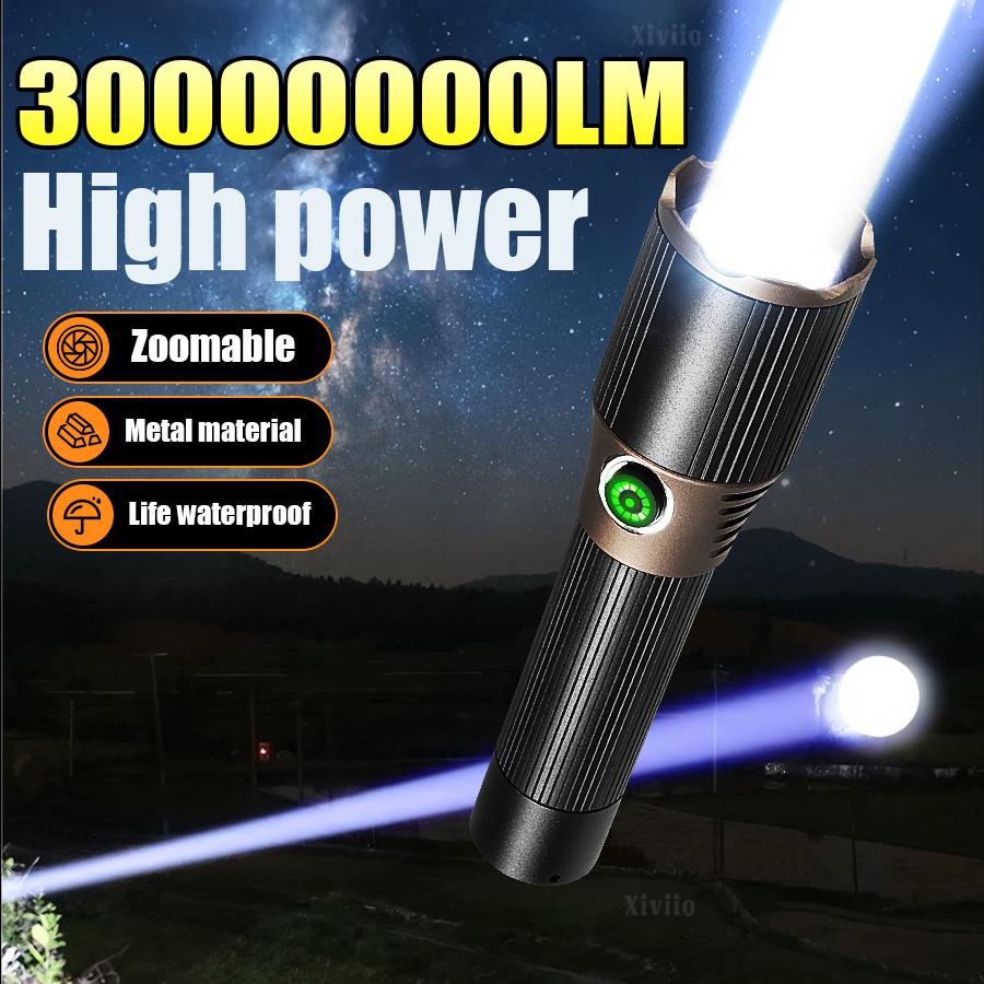 High Power Handheld Led Flashlights Portable Outdoor Camping 3 Lighting Modes Aluminum Alloy Zoomable Light Waterproof Torch