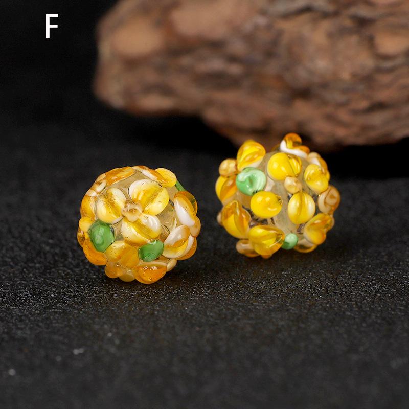 Flower Lampwork Barrel Spacer Beads - Cute Floral DIY Jewelry Accessories