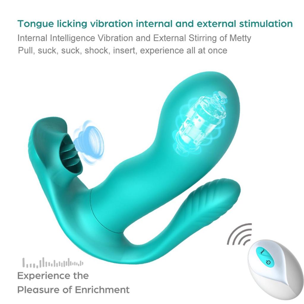 3 I 1 Trådløs truse Vibrator Bærbar Suge G Spot Klitoris Stimulator Oppvarming Vaginal Anal Orgasme Dildo Sexleketøy for kvinner