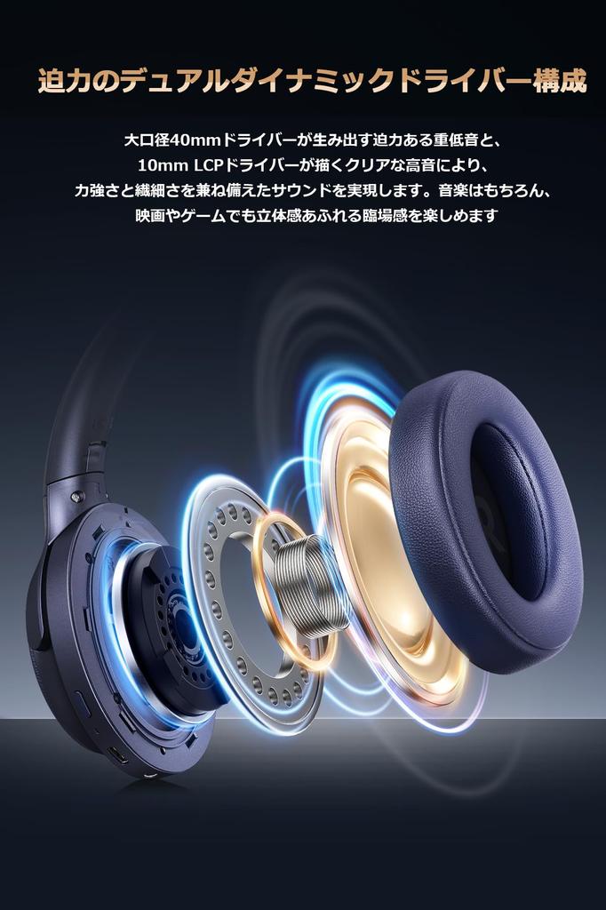 MIATONE Seattle (Bluetooth 5.4 Wireless Headphones) Hybrid Active Noise Cancellation Up To 48dB / Wireless & AUX Wired Connection / Ambient Sound Mode