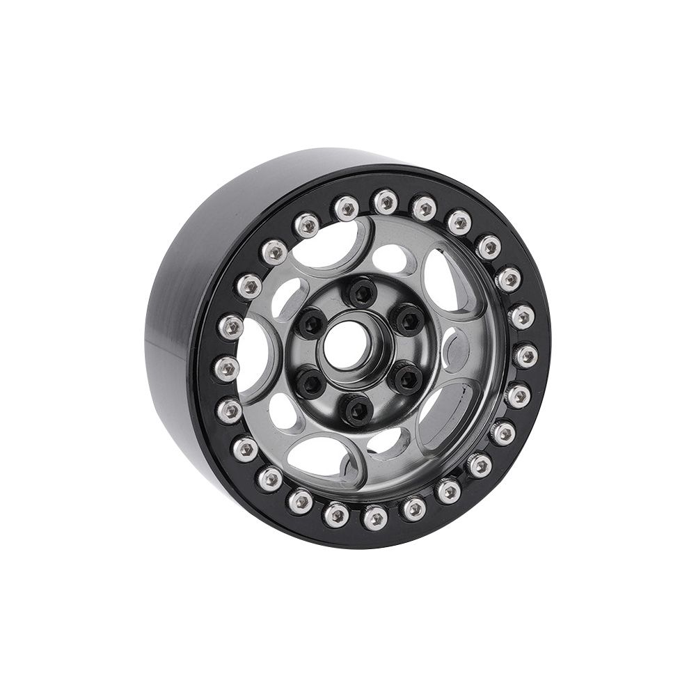 MOHERO 1.9" Beadlock Wheels For RC Crawlers - Aluminum Alloy Rims For TRX4, SCX10-II, D90 (Titanium & Black)