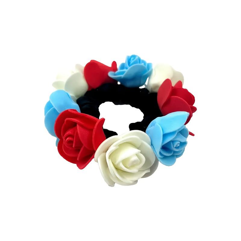 Elegant Rose Flower Hairband for Women Elastic Anti Slip Ponytail Holder with Soft Fabric, Cute Floral Design In 12 Colors Perfect for Daily Use Birt