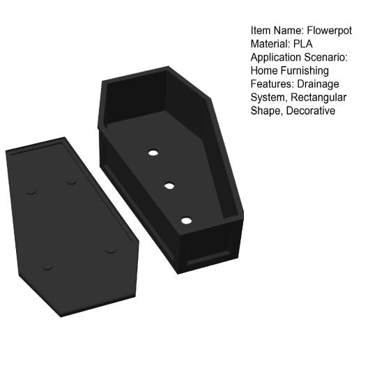 Flowerpot with Drainage System Rectangular Design Moisture Prevention Flower Pot Indoor Outdoor Use Plant Container