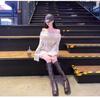 Korean Romantic Off-Shoulder Color Block Striped Knitted Top
