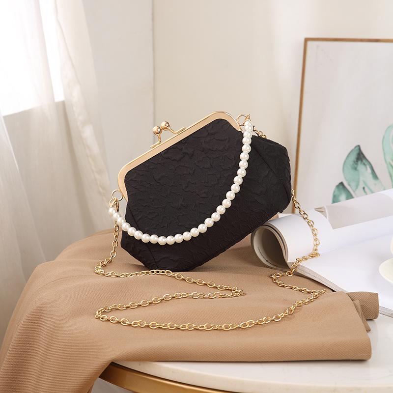 Bag Women's Pleated Shell Bag New Women's Bag Crossbody Bag Mobile Phone Bag Beaded Handbag Mini Gold Bag