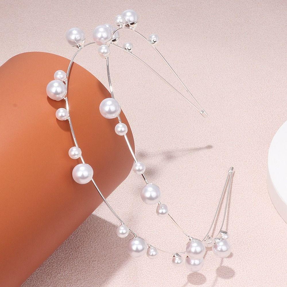 Natural Pearl Pearl Hair Band Double Layered Pearl Headband Versatile Bridal Hair Crown  For Girls