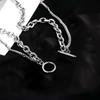 Titanium steel double-layer thick chain ot buckle necklace men and women versatile fashion street hiphop personalized jewelry necklace tide